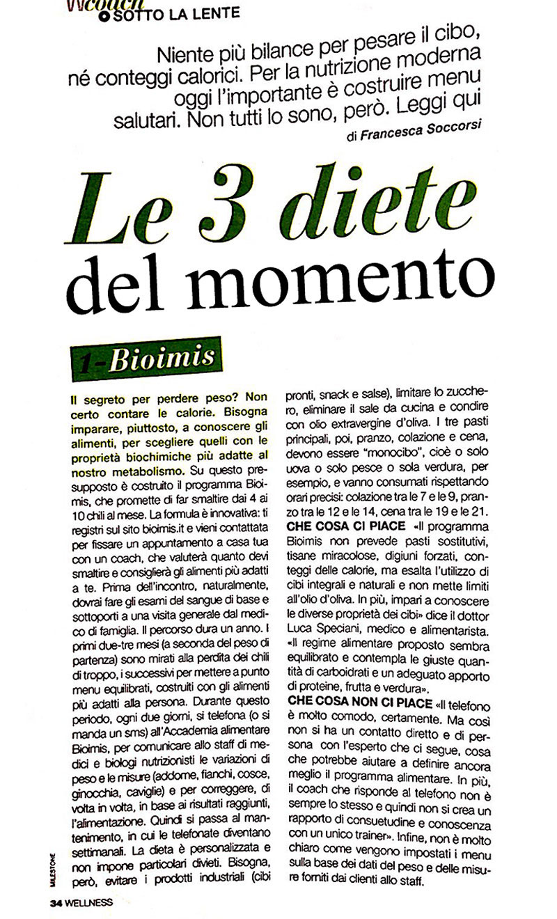 DONNA MODERNA WELLNESS: Bioimis, a dieta do momento